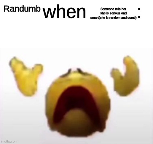 User When Offended: | Someone tells her she is serious and smart(she is random and dumb); Randumb | image tagged in user when offended | made w/ Imgflip meme maker