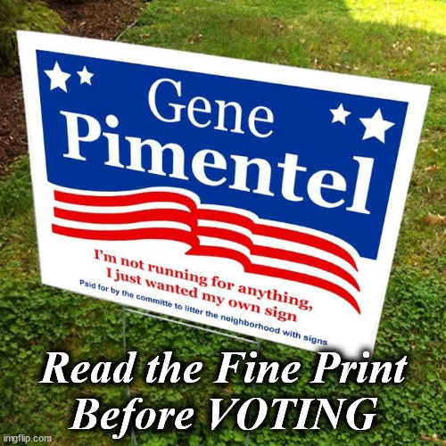 sign | Read the Fine Print
Before VOTING | image tagged in sign | made w/ Imgflip meme maker