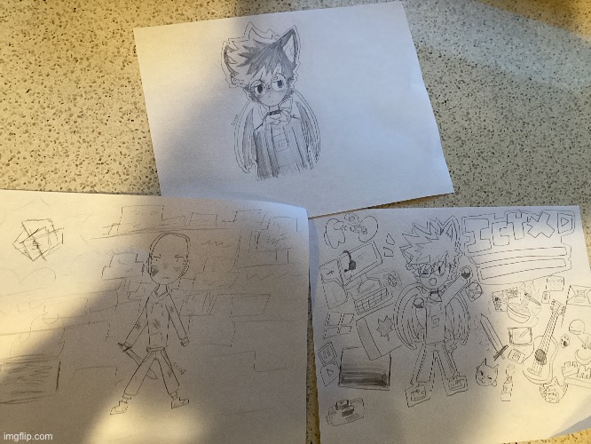 Some sketches I did, will probably digitally trace Later | image tagged in drawings,sketch,me irl | made w/ Imgflip meme maker