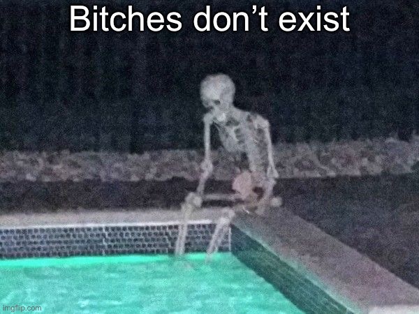Skeleton pool | Bitches don’t exist | image tagged in skeleton pool | made w/ Imgflip meme maker