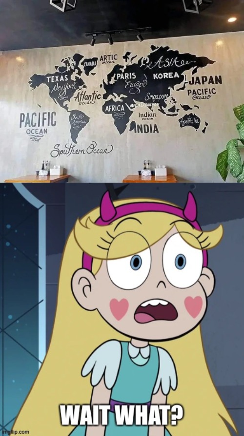 What is this World Map?!?!?!?!? | image tagged in star butterfly wait what,memes,you had one job,star vs the forces of evil,world map,failure | made w/ Imgflip meme maker