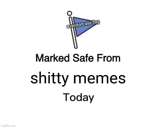 Finally | a random ass flag; shitty memes | image tagged in memes,marked safe from | made w/ Imgflip meme maker