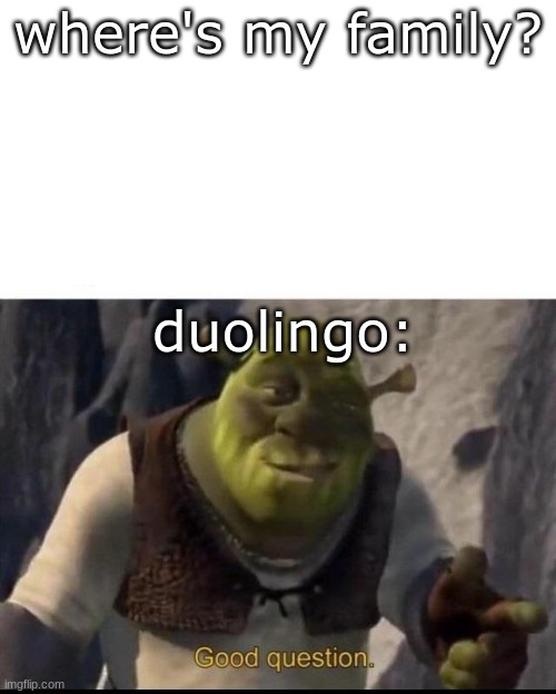Shrek | where's my family? duolingo: | image tagged in shrek | made w/ Imgflip meme maker