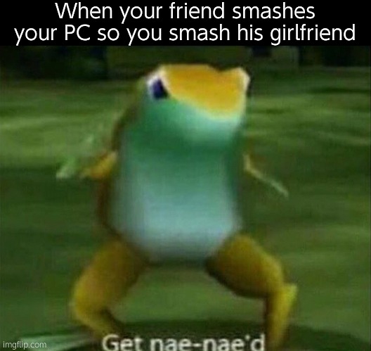 Get nae-nae'd | When your friend smashes your PC so you smash his girlfriend | image tagged in get nae-nae'd | made w/ Imgflip meme maker