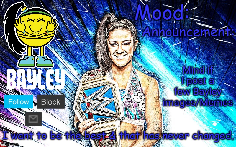 Bayley (Face) announcement temp v2 | Mind if I post a few Bayley images/Memes | image tagged in bayley face announcement temp v2 | made w/ Imgflip meme maker
