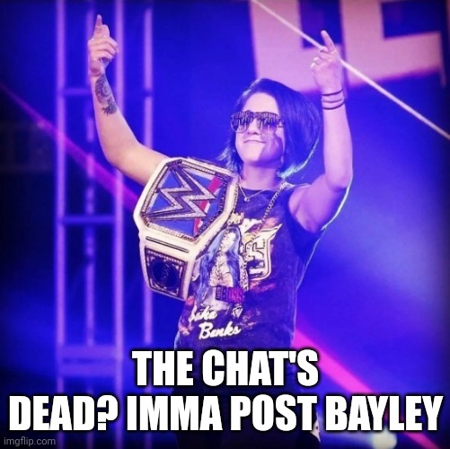 Bayley | THE CHAT'S DEAD? IMMA POST BAYLEY | image tagged in bayley | made w/ Imgflip meme maker