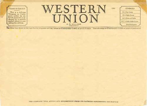 High Quality Telegram from Western Union Blank Meme Template