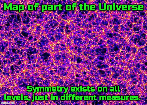 Symmetry | Map of part of the Universe; Symmetry exists on all levels, just in different measures. | image tagged in eveything | made w/ Imgflip meme maker