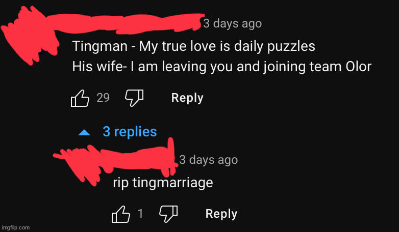 RIP Tingmarriage | image tagged in tingman | made w/ Imgflip meme maker