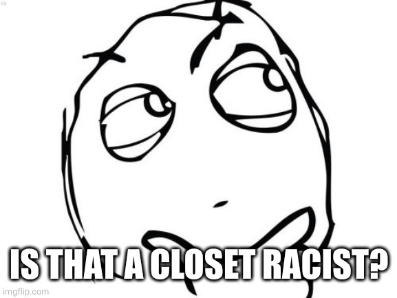 Question Rage Face Meme | IS THAT A CLOSET RACIST? | image tagged in memes,question rage face | made w/ Imgflip meme maker