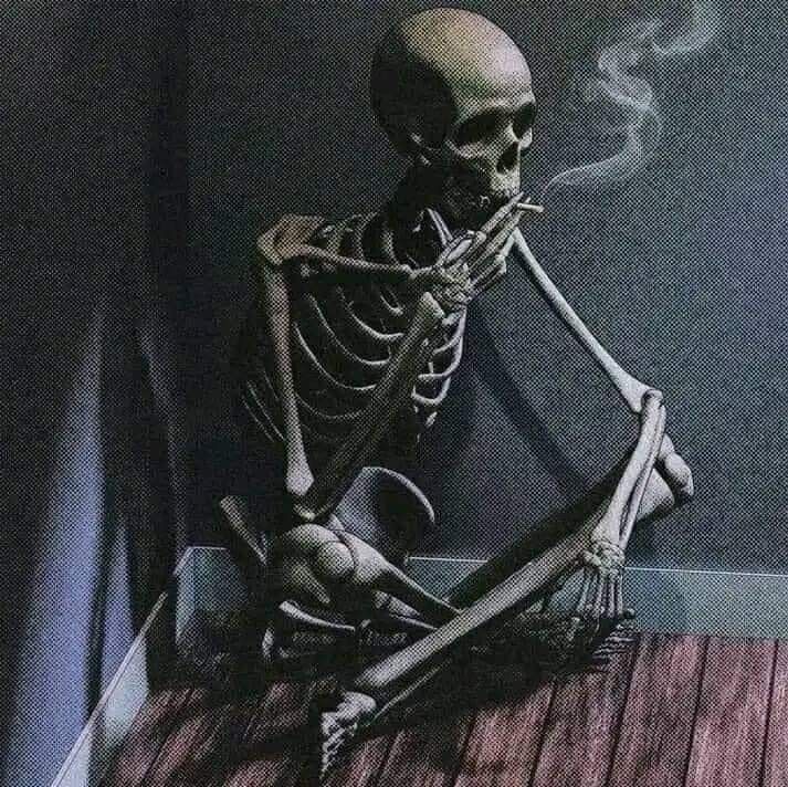 Skeleton smoke Blank Meme Template