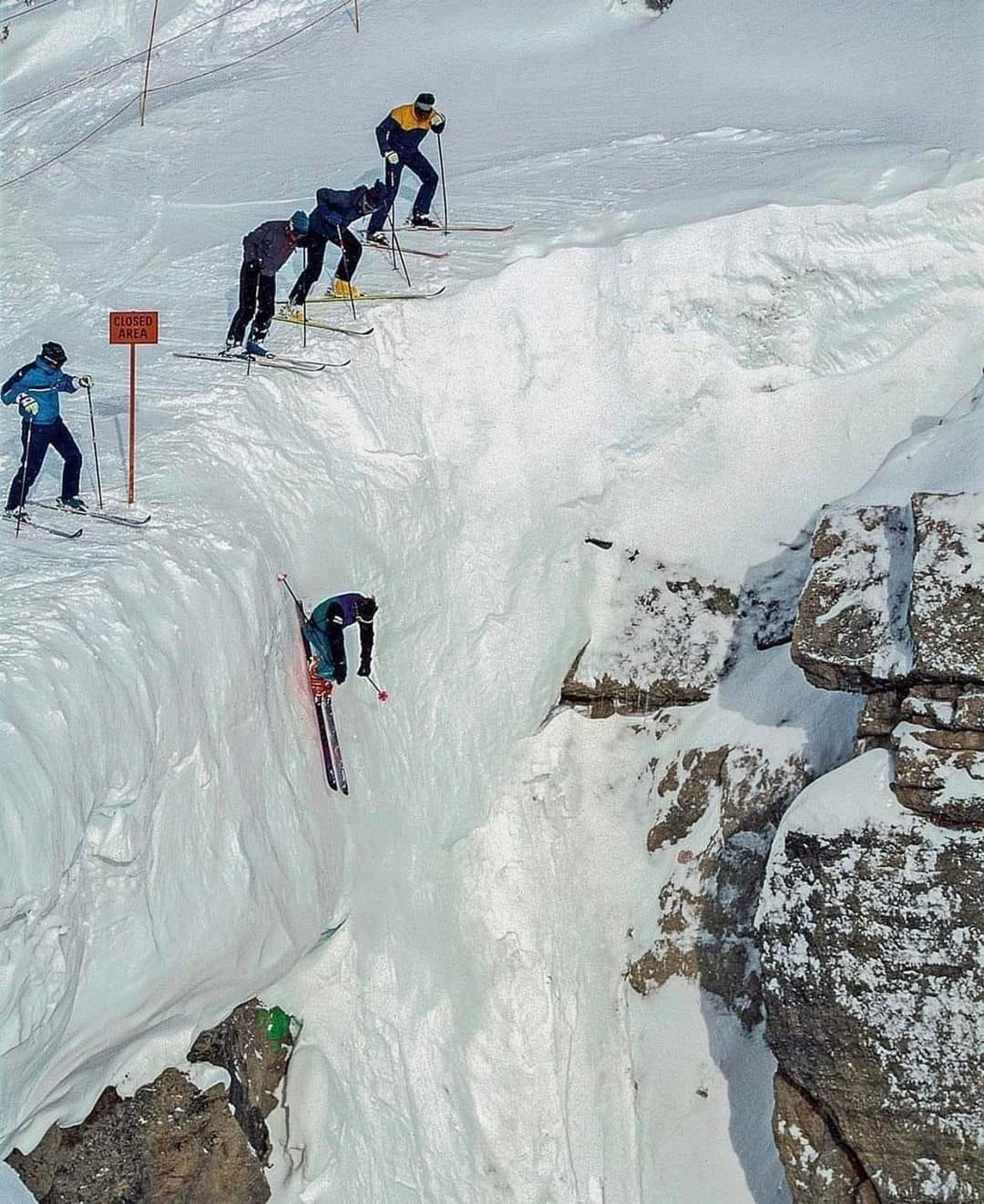 Ski slope cliff Blank Meme Template