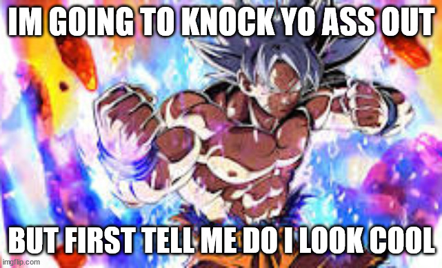 are you serious | IM GOING TO KNOCK YO ASS OUT; BUT FIRST TELL ME DO I LOOK COOL | image tagged in funny | made w/ Imgflip meme maker