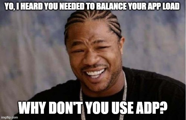 Yo Dawg Heard You Meme | YO, I HEARD YOU NEEDED TO BALANCE YOUR APP LOAD; WHY DON'T YOU USE ADP? | image tagged in memes,yo dawg heard you | made w/ Imgflip meme maker