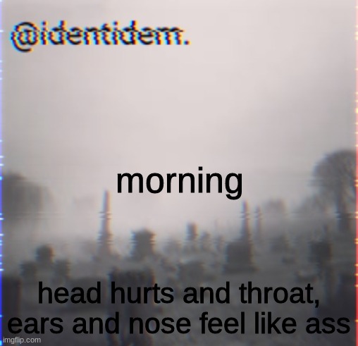 frc3 | morning; head hurts and throat, ears and nose feel like ass | made w/ Imgflip meme maker