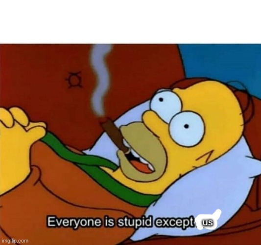 Everyone is stupid except me | us | image tagged in everyone is stupid except me | made w/ Imgflip meme maker