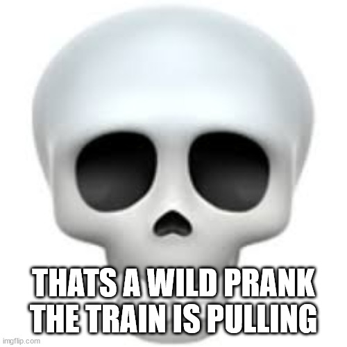 Skull | THATS A WILD PRANK THE TRAIN IS PULLING | image tagged in skull | made w/ Imgflip meme maker