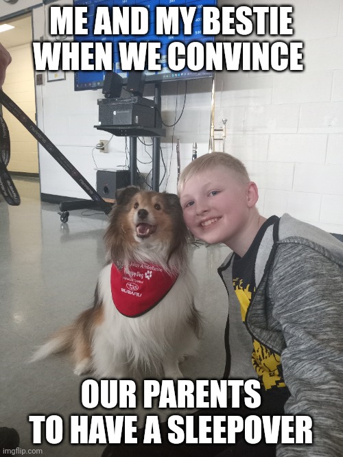 ME AND MY BESTIE WHEN WE CONVINCE; OUR PARENTS TO HAVE A SLEEPOVER | made w/ Imgflip meme maker