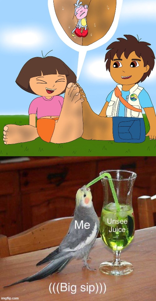 Thanks, My Childhood is Ruined now. | image tagged in unsee juice big sip,unsee,unsee juice,memes,cursed image,dora the explorer | made w/ Imgflip meme maker