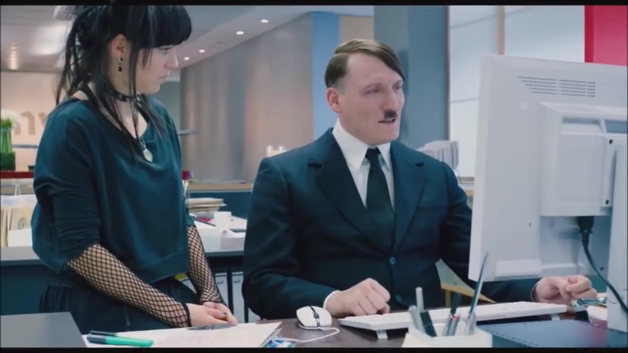 Hitler on computer Blank Meme Template