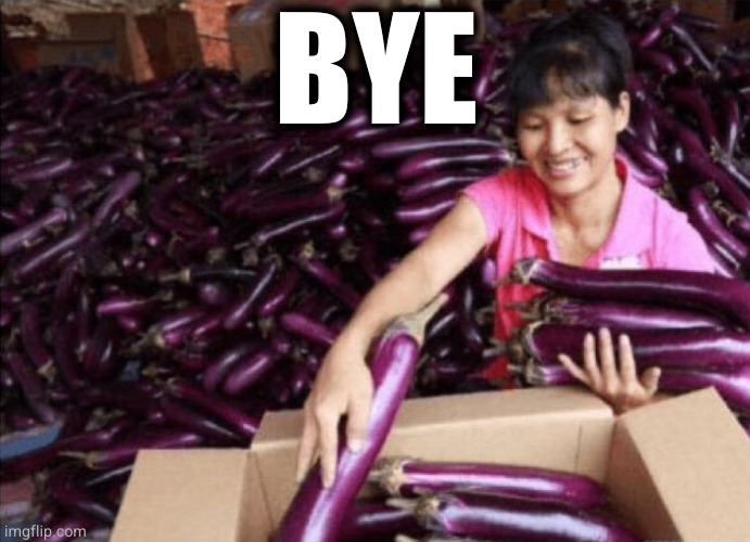 Bye | BYE | image tagged in goodbye,bye,bye felipe,dick pic,sexting,eggplant | made w/ Imgflip meme maker