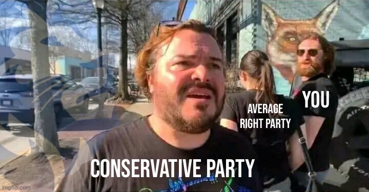 “Woah, did I just see Jack Black walk by?” No, but still better than the Party you’re currently with | YOU; AVERAGE RIGHT PARTY; CONSERVATIVE PARTY | image tagged in distracted boyfriend,conservative party,better,than,your,current | made w/ Imgflip meme maker