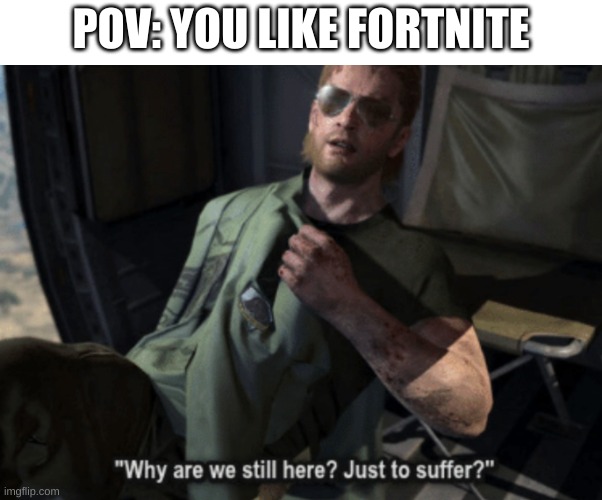 It's sad times for us | POV: YOU LIKE FORTNITE | image tagged in why are we still here just to suffer | made w/ Imgflip meme maker