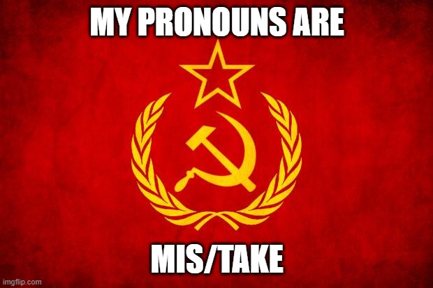 In Soviet Russia | MY PRONOUNS ARE MIS/TAKE | image tagged in in soviet russia | made w/ Imgflip meme maker