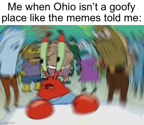 “Only in Ohio” | Me when Ohio isn’t a goofy place like the memes told me: | image tagged in memes,mr krabs blur meme | made w/ Imgflip meme maker