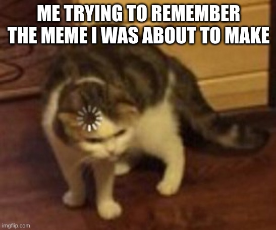 Loading cat | ME TRYING TO REMEMBER THE MEME I WAS ABOUT TO MAKE | image tagged in loading cat | made w/ Imgflip meme maker