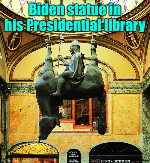 Biden statue in his Presidential library | made w/ Imgflip meme maker