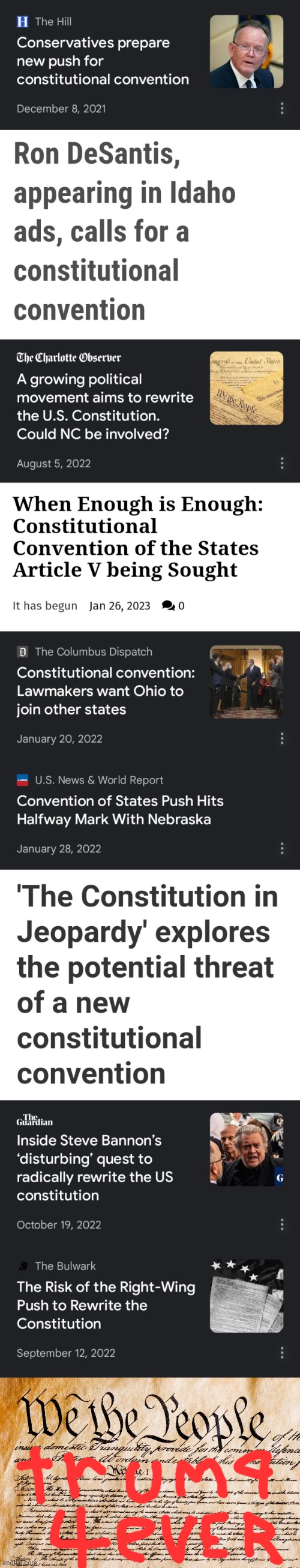 Why do "Republican" fascists talk so much about saving the Constitution?  Because they have plans to destroy it via Article V. | image tagged in white supremacy,christian nationalism,scumbag republicans,high treason,civil war,article v | made w/ Imgflip meme maker