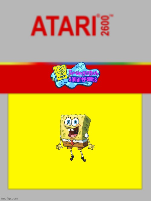 spongebob on atari | image tagged in atari 2600 cartridge,spongebob,fake | made w/ Imgflip meme maker