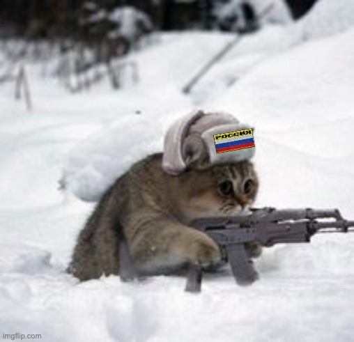 Updated Flag Russian Snow Cat Blank Meme Template