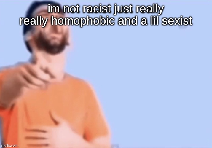 HAHAHHA | im not racist just really really homophobic and a lil sexist | image tagged in hahahha | made w/ Imgflip meme maker