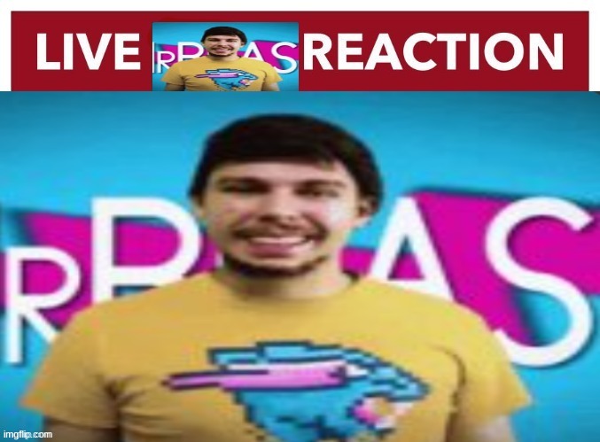 Live MR BEAST!!!!!!!!!!! reaction | image tagged in live mr beast reaction | made w/ Imgflip meme maker