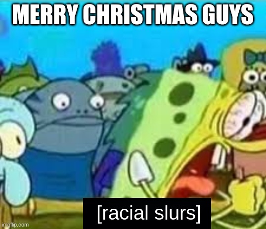 racial slurs | MERRY CHRISTMAS GUYS | image tagged in racial slurs | made w/ Imgflip meme maker