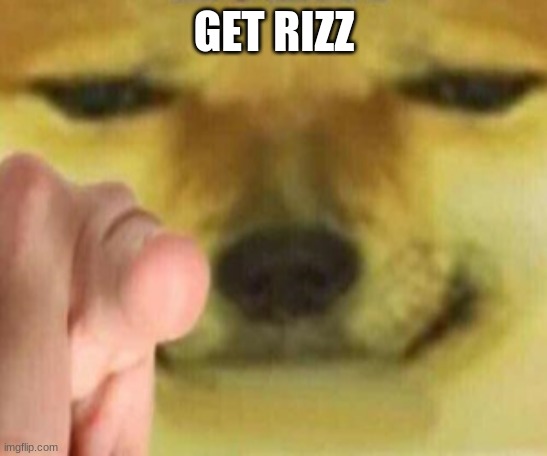 Cheems Pointing At You | GET RIZZ | image tagged in cheems pointing at you | made w/ Imgflip meme maker