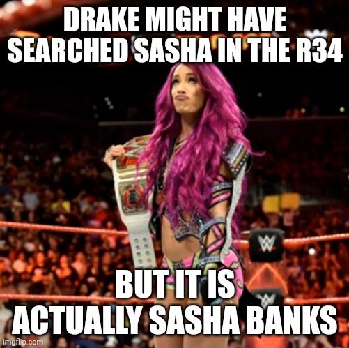 Sasha Banks | DRAKE MIGHT HAVE SEARCHED SASHA IN THE R34; BUT IT IS ACTUALLY SASHA BANKS | image tagged in sasha banks | made w/ Imgflip meme maker