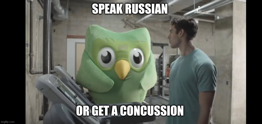 At the gym | SPEAK RUSSIAN OR GET A CONCUSSION | image tagged in at the gym | made w/ Imgflip meme maker