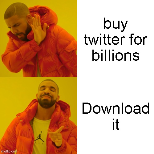 Elon muse | buy twitter for billions; Download it | image tagged in memes,drake hotline bling | made w/ Imgflip meme maker