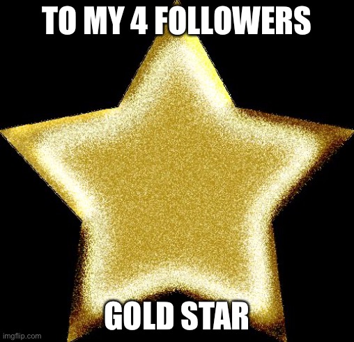 Gold star | TO MY 4 FOLLOWERS; GOLD STAR | image tagged in gold star | made w/ Imgflip meme maker