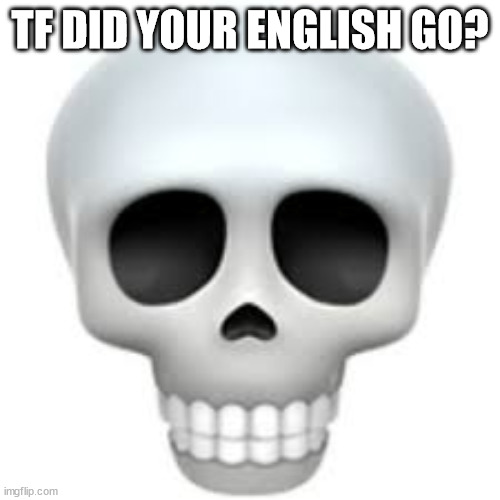Skull | TF DID YOUR ENGLISH GO? | image tagged in skull | made w/ Imgflip meme maker