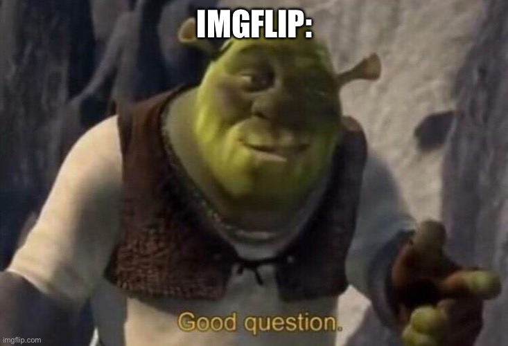 Shrek good question | IMGFLIP: | image tagged in shrek good question | made w/ Imgflip meme maker