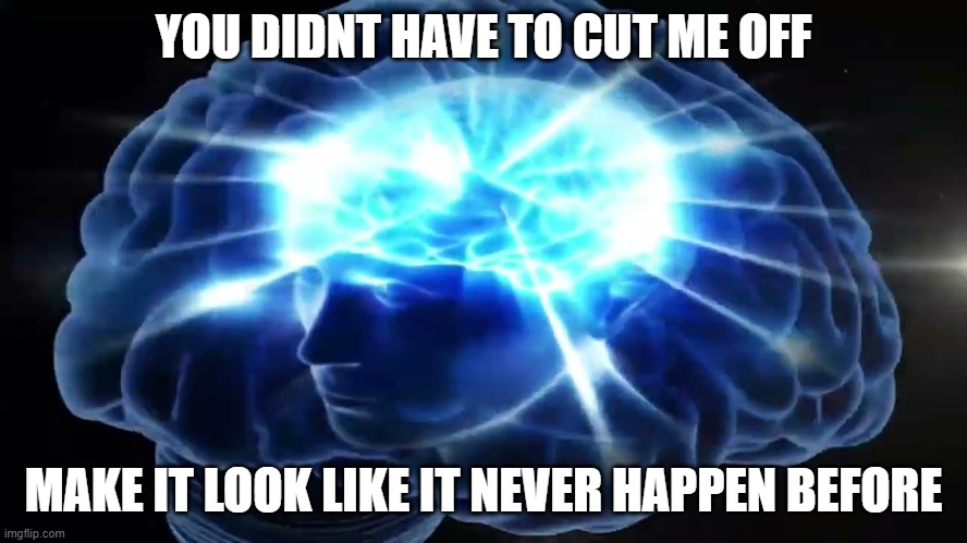 But you didn't have to cut me off | YOU DIDNT HAVE TO CUT ME OFF MAKE IT LOOK LIKE IT NEVER HAPPEN BEFORE | image tagged in but you didn't have to cut me off | made w/ Imgflip meme maker