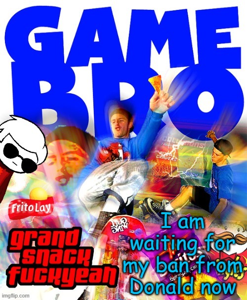 GAMEBRO Template | I am waiting for my ban from Donald now | image tagged in gamebro template | made w/ Imgflip meme maker