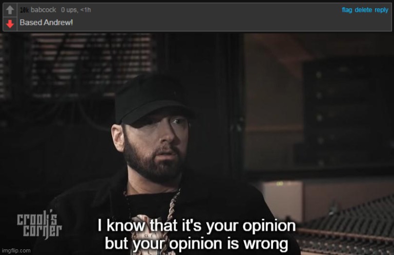 image tagged in i know that it's your opinion but your opinion is wrong | made w/ Imgflip meme maker