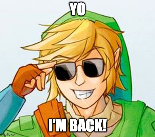 Troll Link | YO; I'M BACK! | image tagged in troll link | made w/ Imgflip meme maker