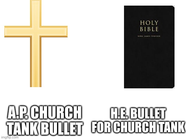 look |  H.E. BULLET FOR CHURCH TANK; A.P. CHURCH TANK BULLET | image tagged in church | made w/ Imgflip meme maker