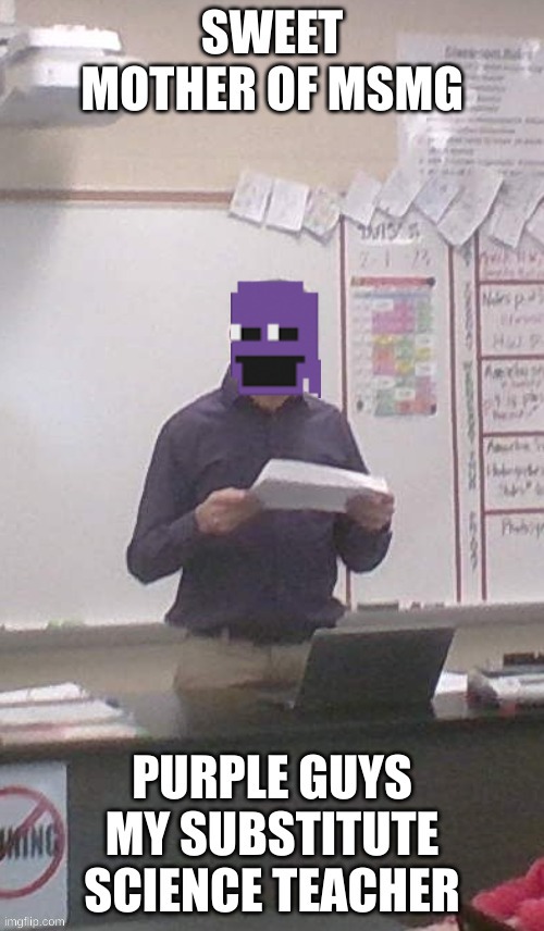 edited it so his face isn't showing | image tagged in purple guy | made w/ Imgflip meme maker